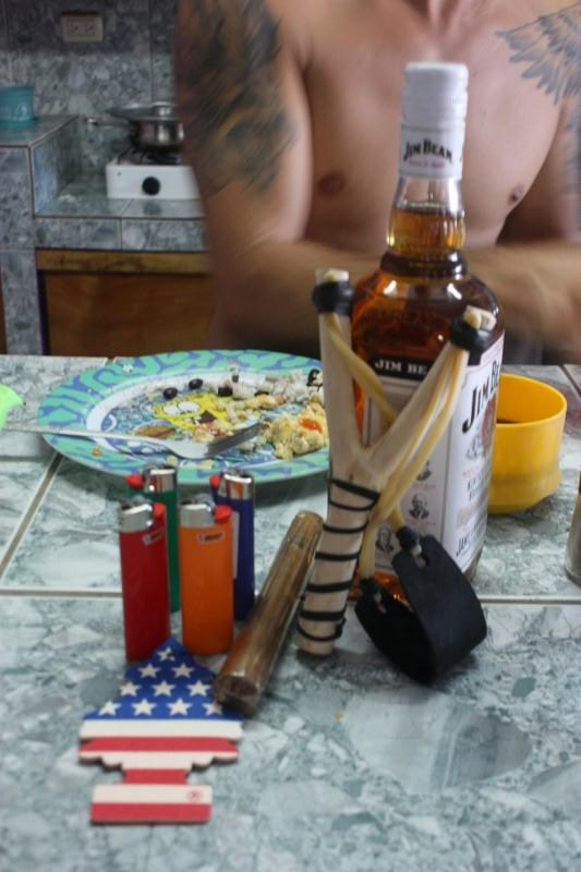 Jim Beam, Sling Shot, 4 Lighters, Cigar, and American Flag Air Fresher